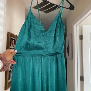 Green satin jumpsuit